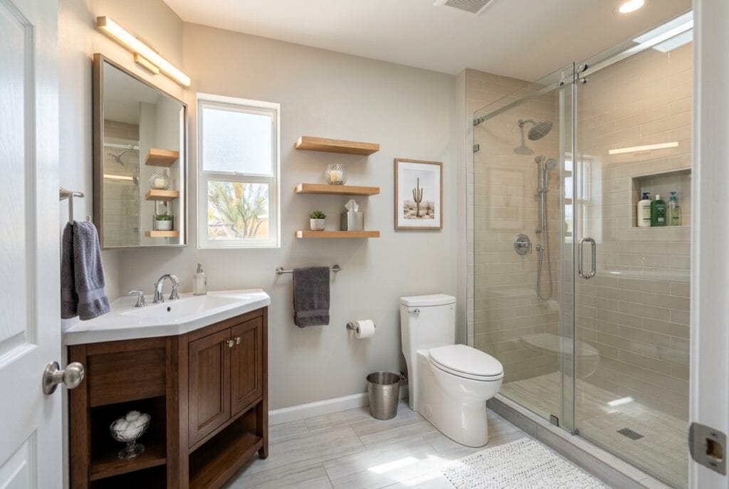 Small bathroom space optimization remodel in Chandler AZ